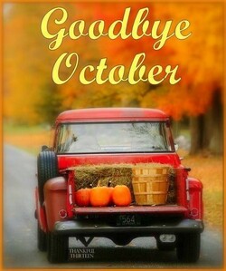 Vintage truck on road with fall colours