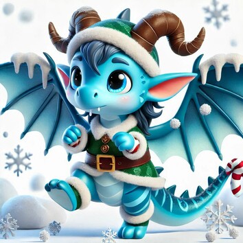 Heartly dressed as an elf for Christmas.